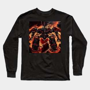 Mech Robot Acrylic Pour Painting 030 Long Sleeve T-Shirt